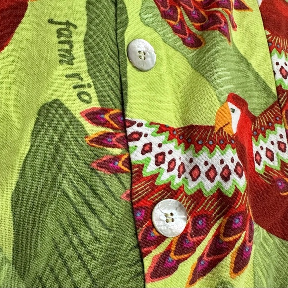 Farm Rio Macaw Print Off Shoulder Baby Doll Dress SZ P = Small Multicolor GUC - Picture 4 of 8
